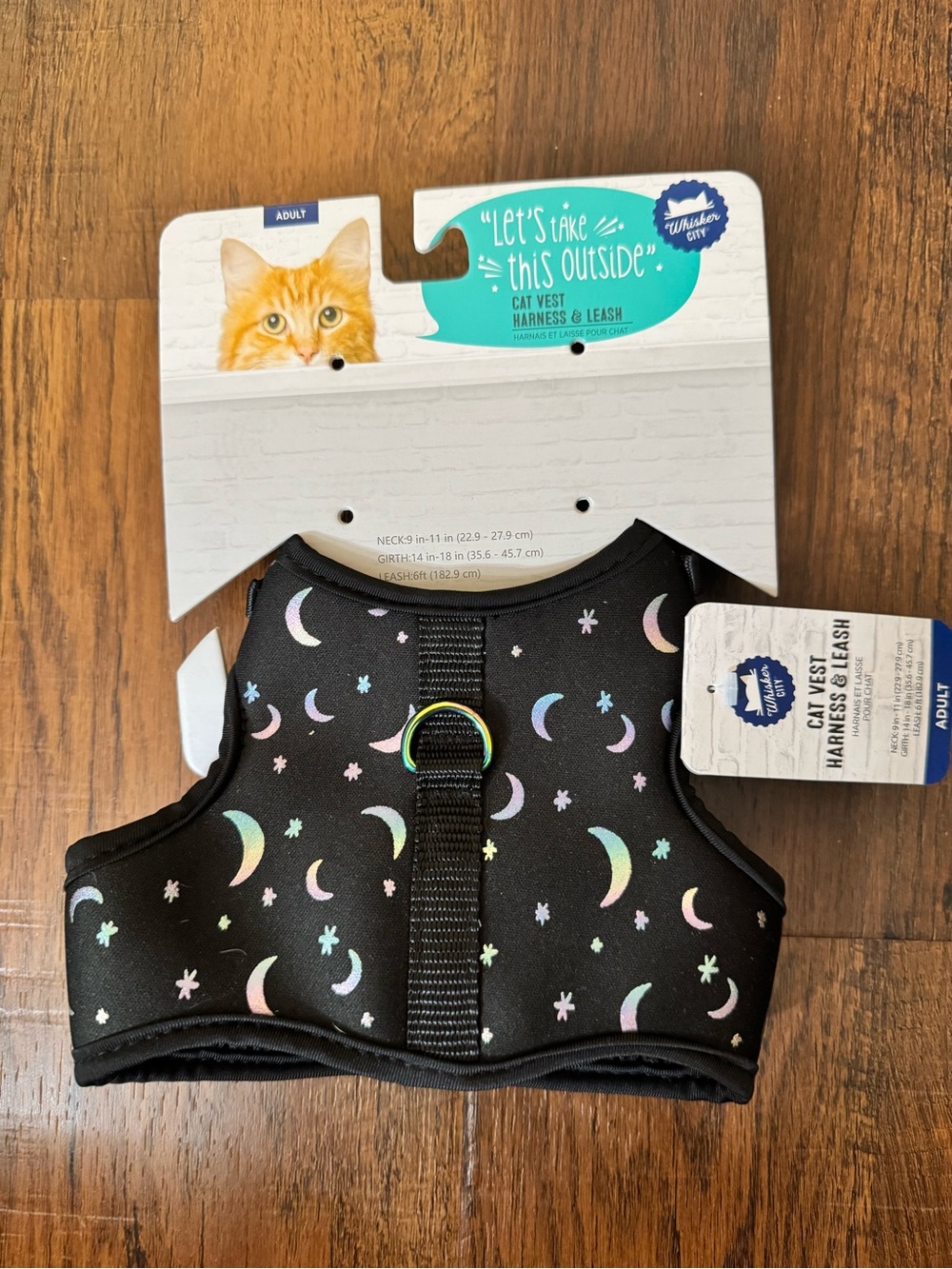 WHISKER CITY moon & stars adult cat harness, NWT